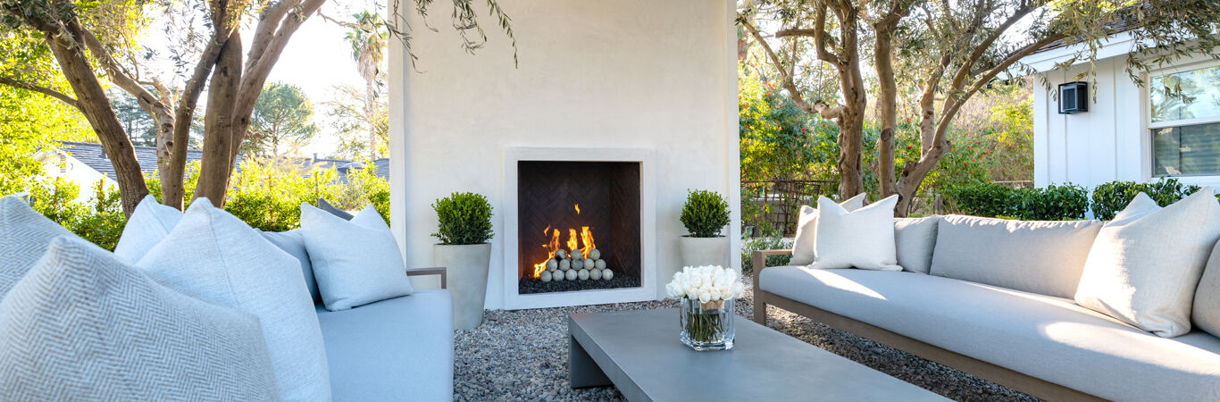 fireballs in outdoor fireplace